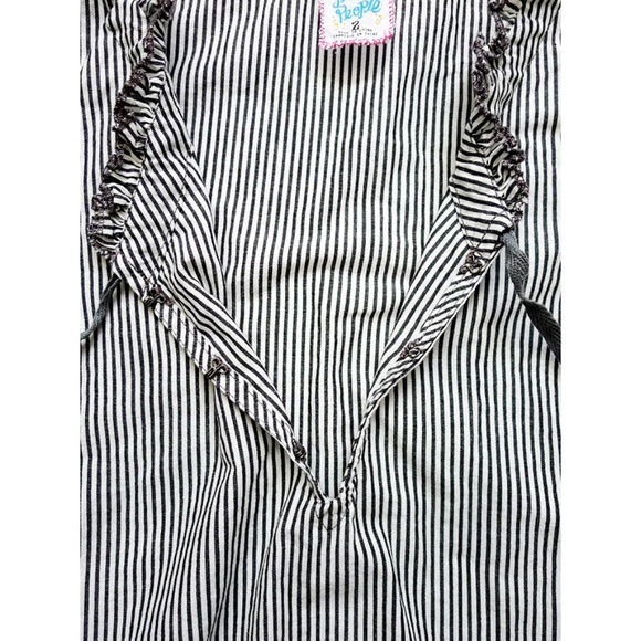 Striped Tie Neck Bell Sleeves Bohemian Tunic/Top 2 - Picture 3 of 7